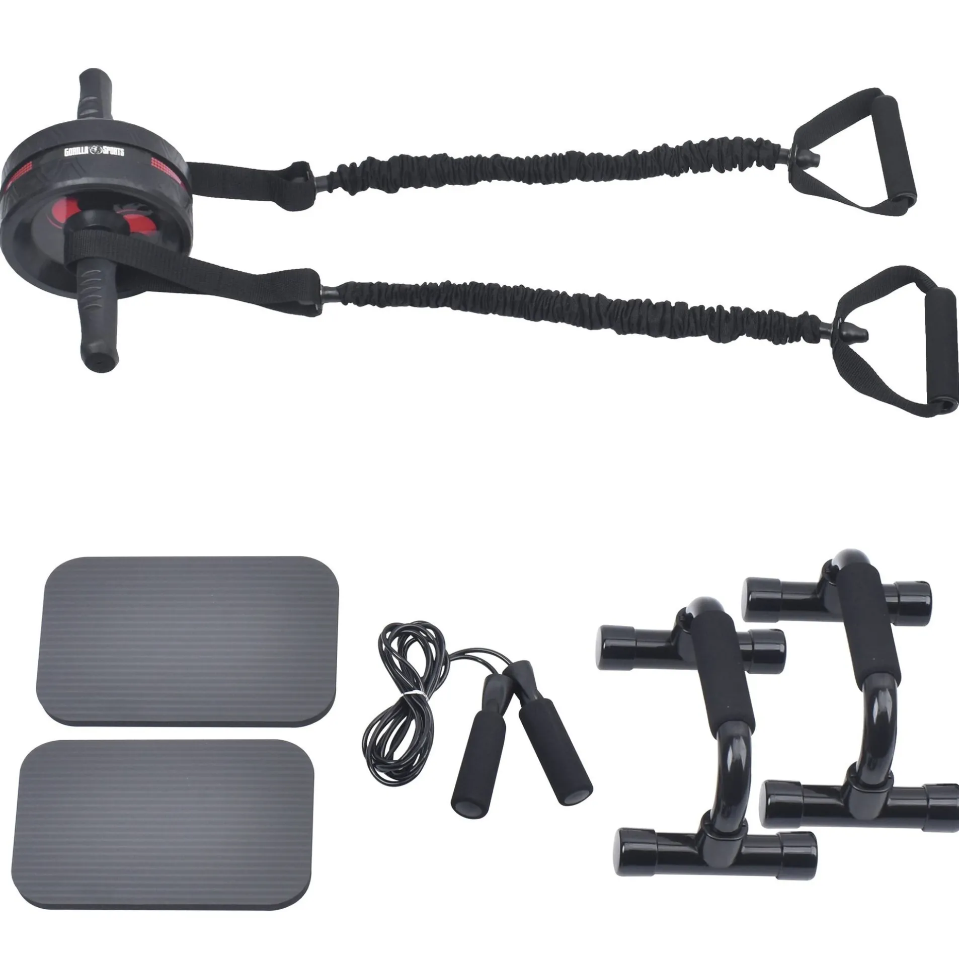 Ab Roller Set inkl, Kniematten, Springseil und Liegestützgriffe