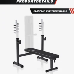 Hantelbank mit Ablage breit inkl, Hantelset 40/70/100 kg