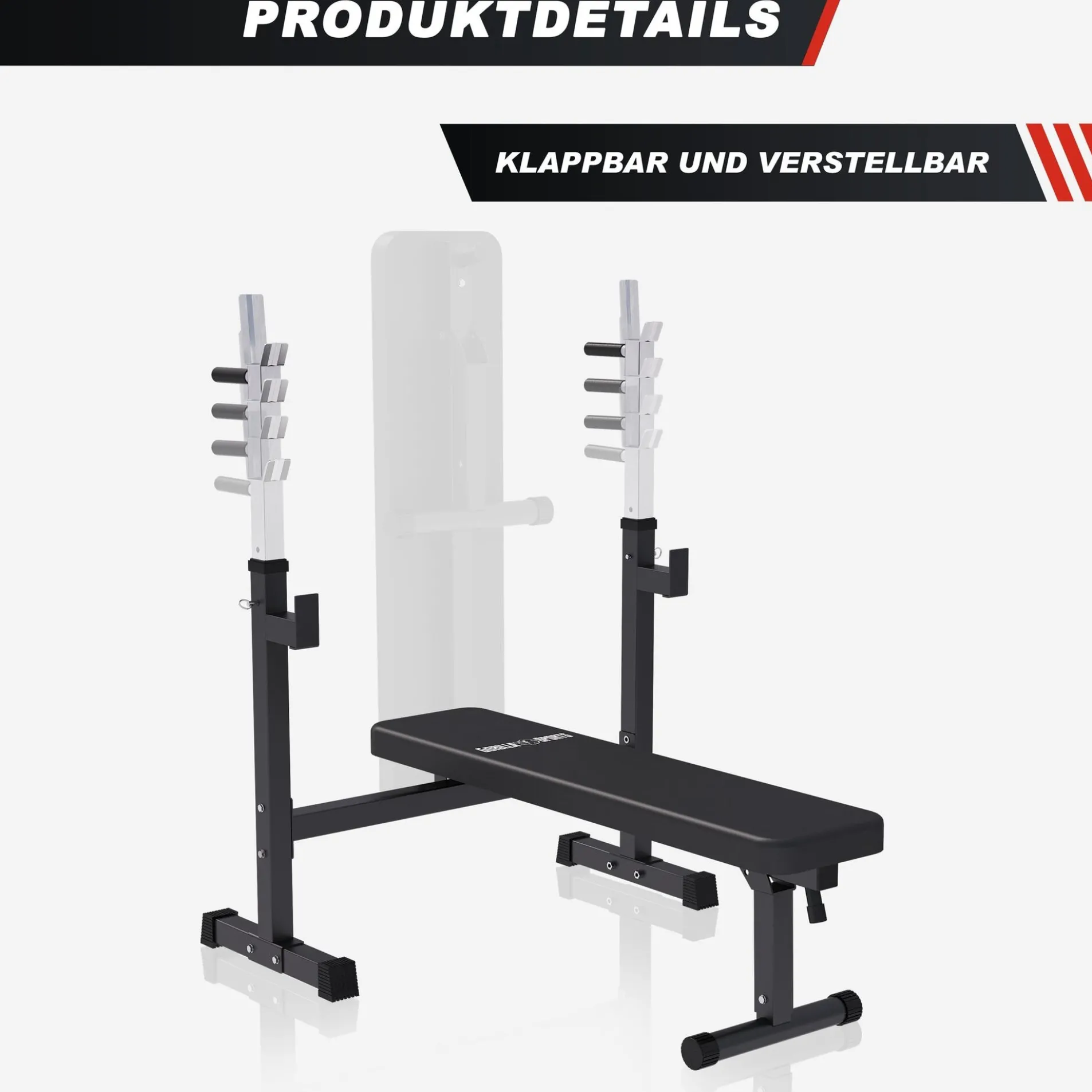 Hantelbank mit Ablage breit inkl, Hantelset 40/70/100 kg