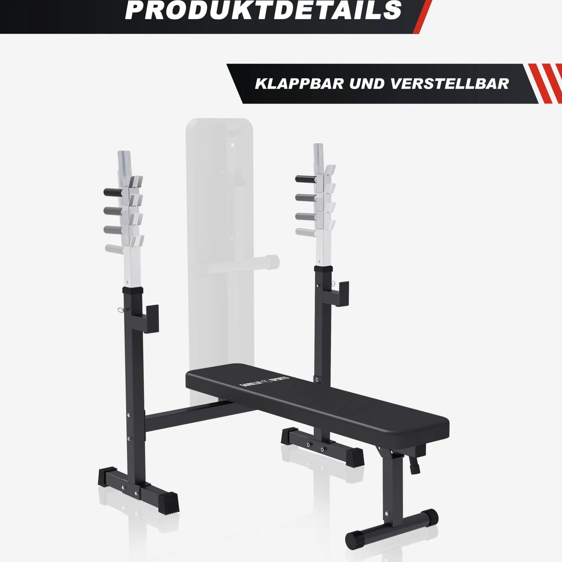 Hantelbank mit Ablage breit inkl, Hantelset 40/70/100 kg