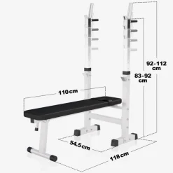 Hantelbank mit Ablage inkl, Langhantel Set Kunststoff 38/70/100 kg