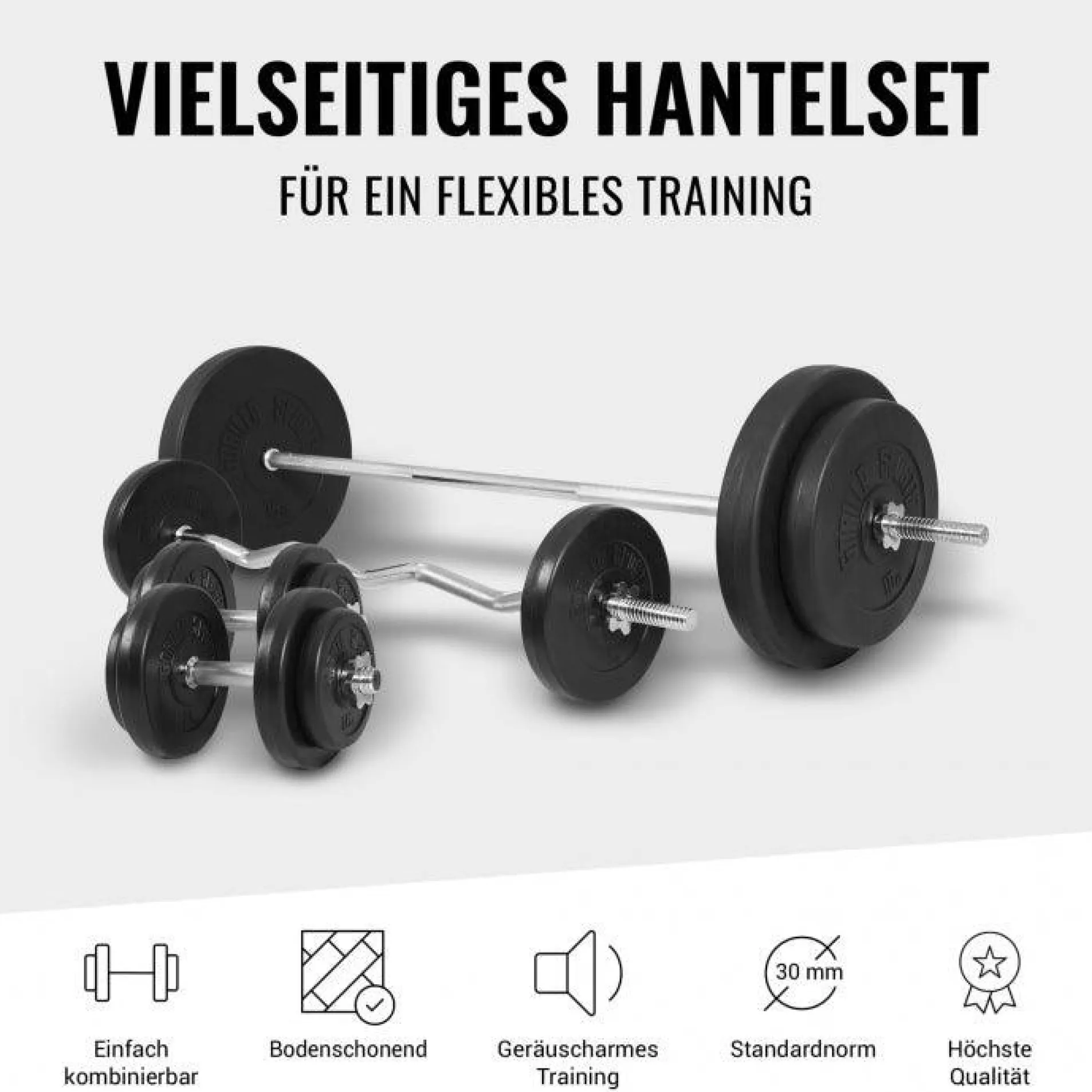 Hantelbank mit Ablage Komplettset 100 kg