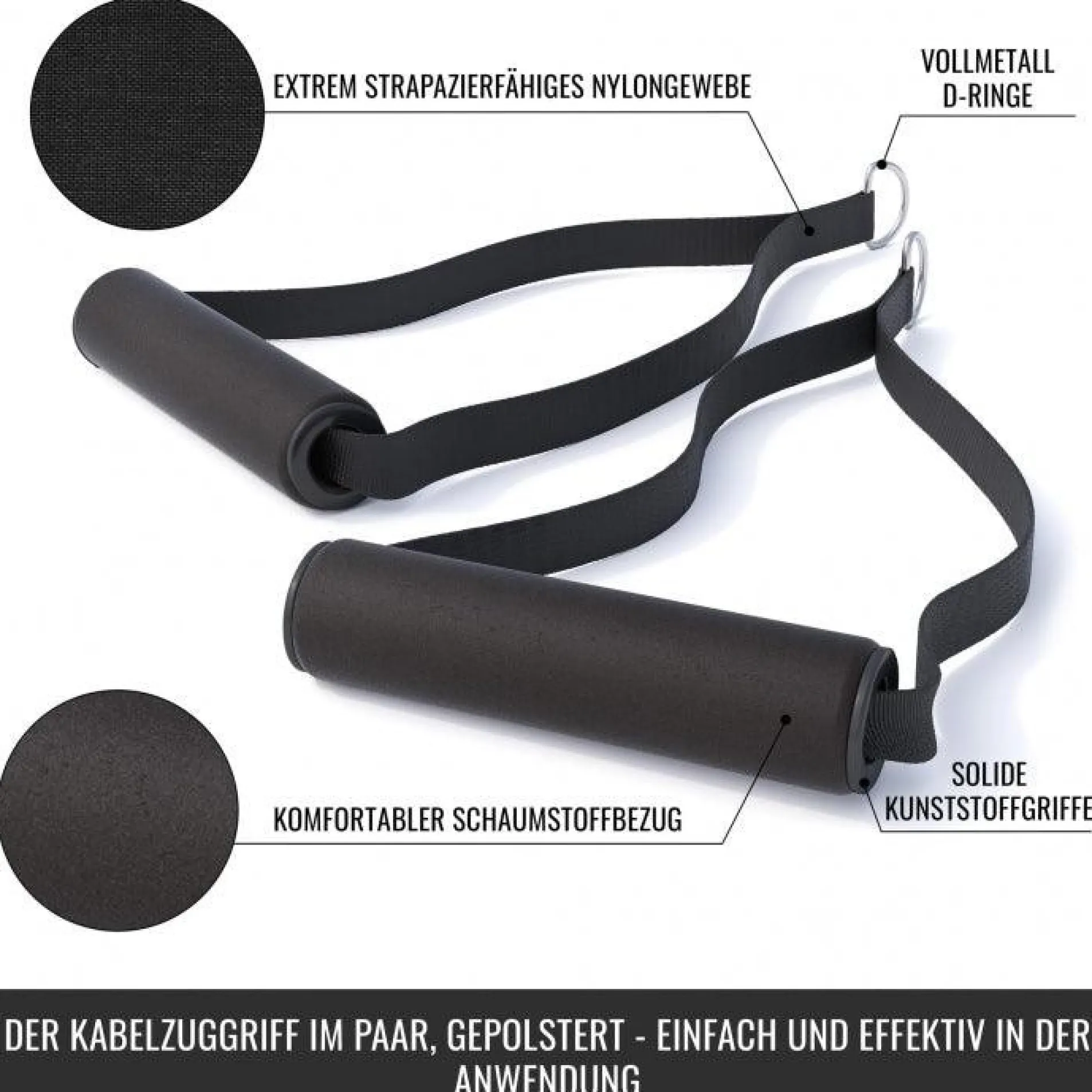 Kabelzug Einhandgriff 2er Set gepolstert