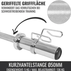 Kurzhantel Olympia 50 cm mit Verschlüssen