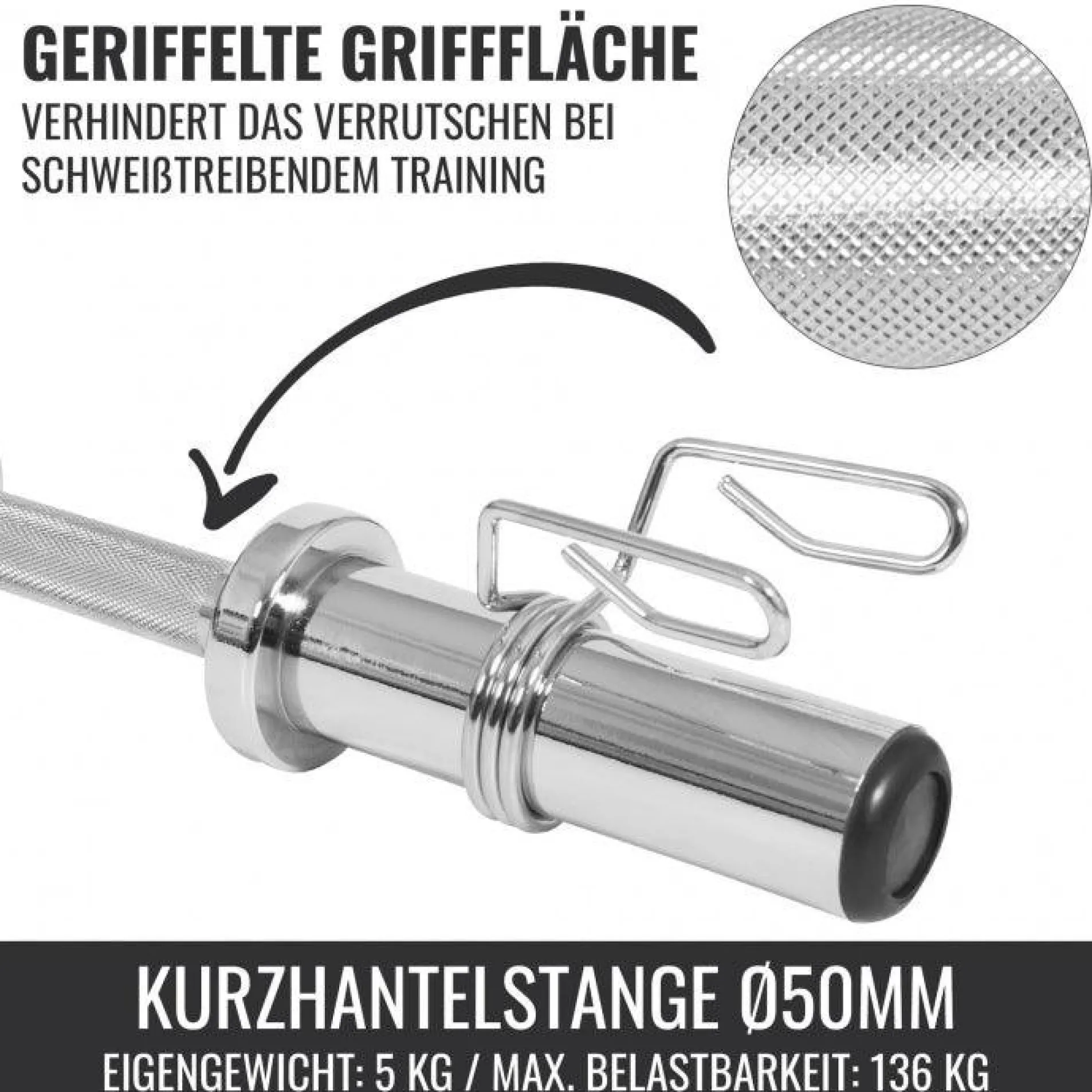 Kurzhantel Olympia 50 cm mit Verschlüssen