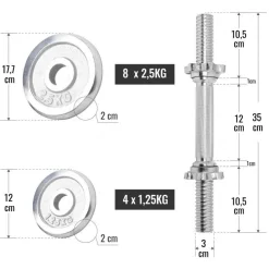 Kurzhantel Set Chrom 30 kg mit Sternverschlüssen