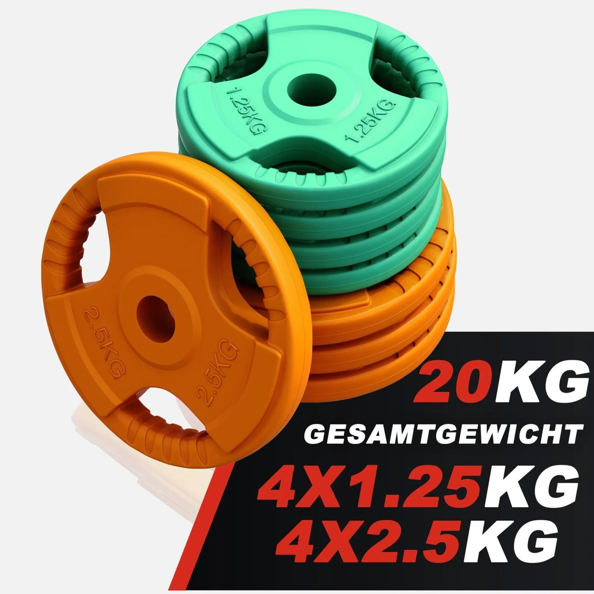 Kurzhantel Set Gummi Gripper 20 kg mit Verschlüssen