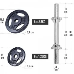Kurzhantel Set Gusseisen Gripper 27,5 kg mit Sternverschlüssen