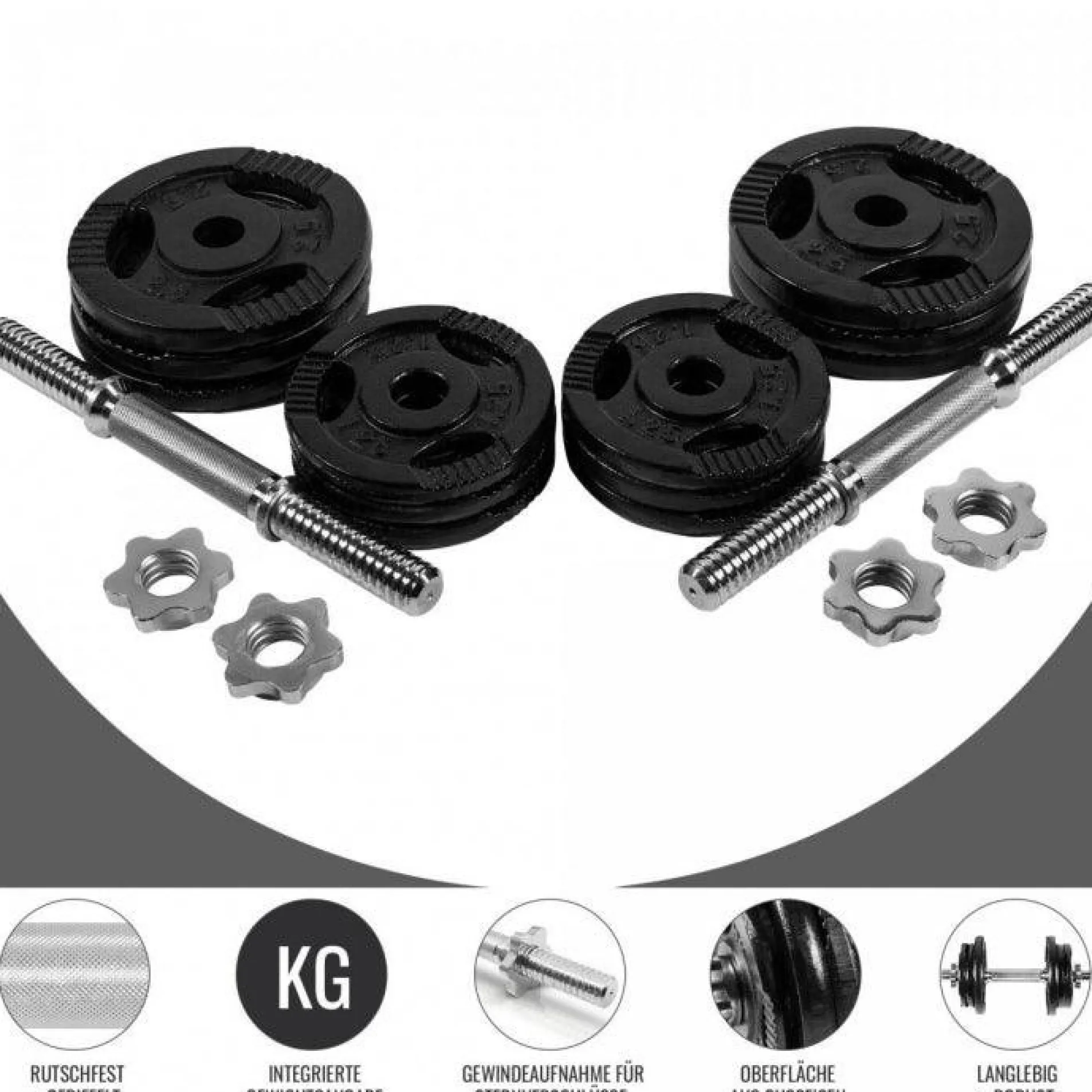 Kurzhantel Set Gusseisen Gripper 27,5 kg mit Sternverschlüssen