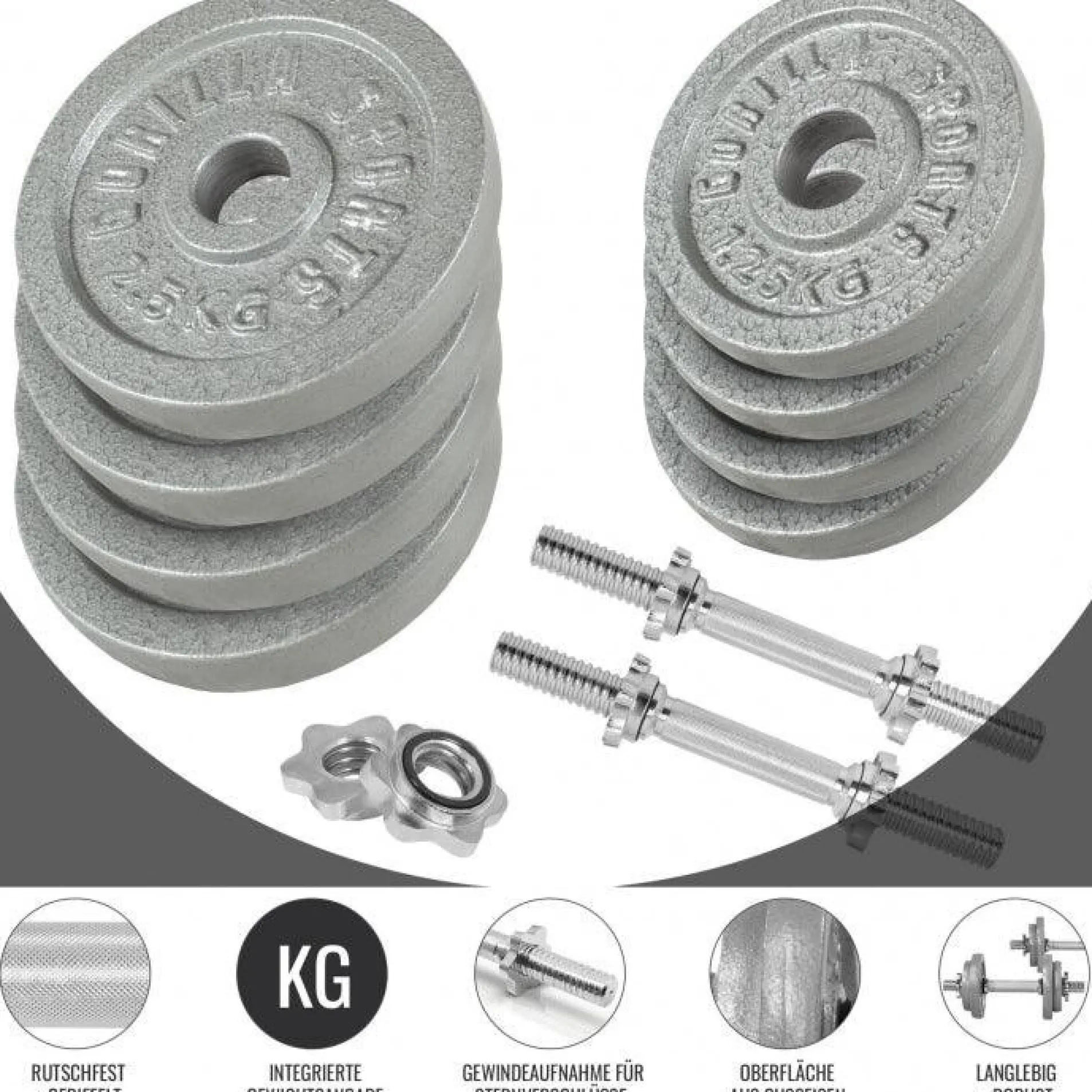 Kurzhantel Set Gusseisen 20 kg mit Sternverschlüssen