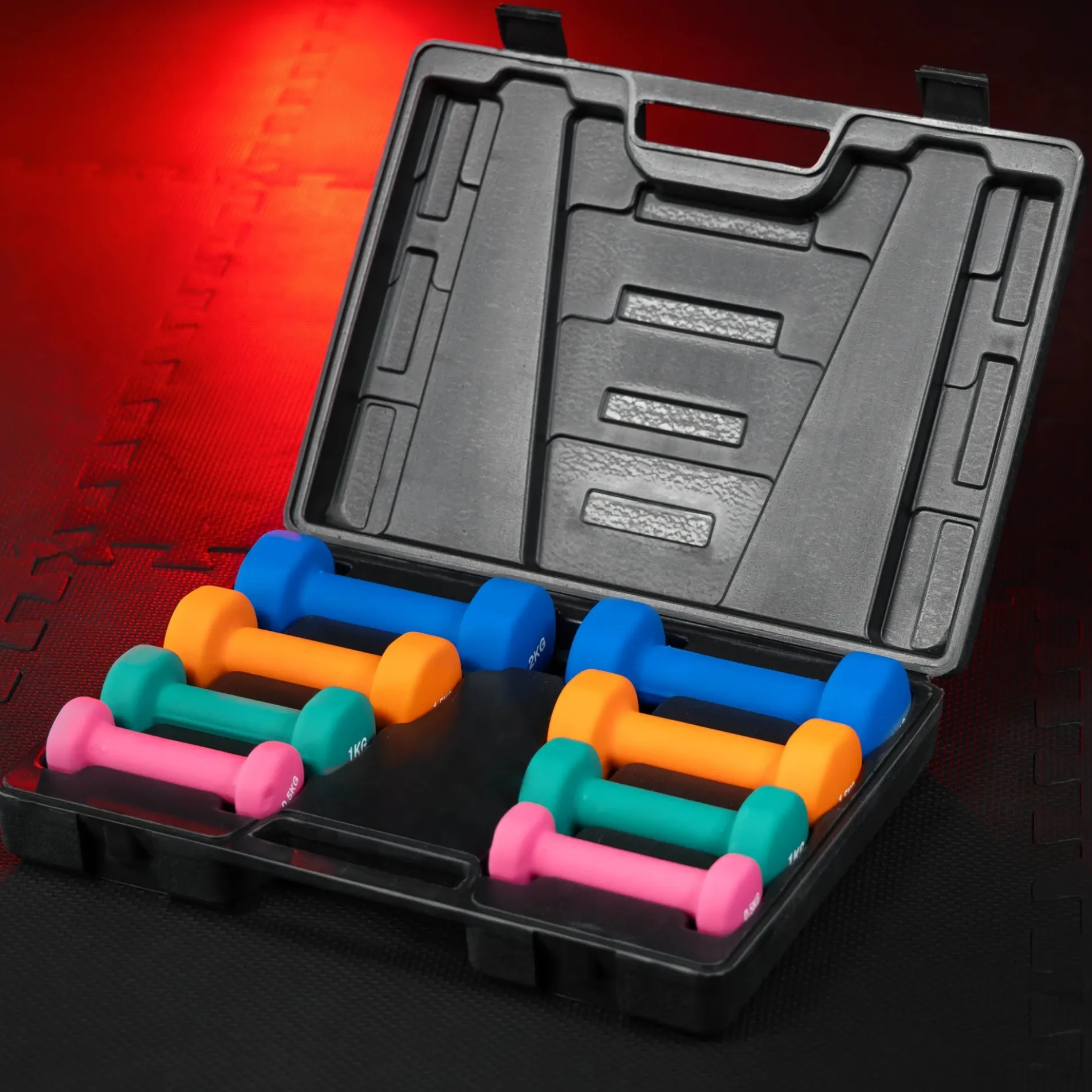 Kurzhantel Set Gymnastik Neopren 10 kg mit Koffer