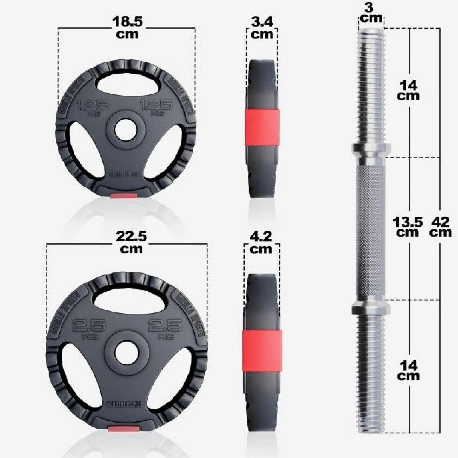 Kurzhantel Set Kunststoff Gripper 30 kg mit Sternverschlüssen