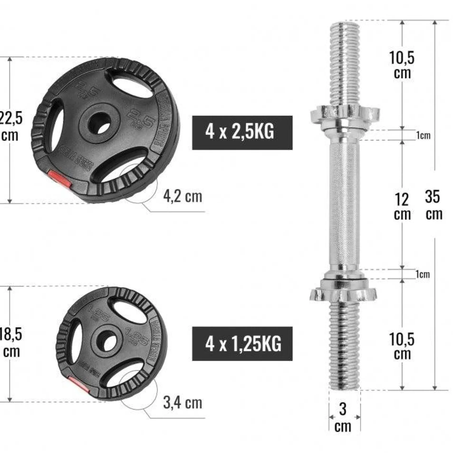 Kurzhantel Set Kunststoff Gripper 20 kg mit Sternverschlüssen