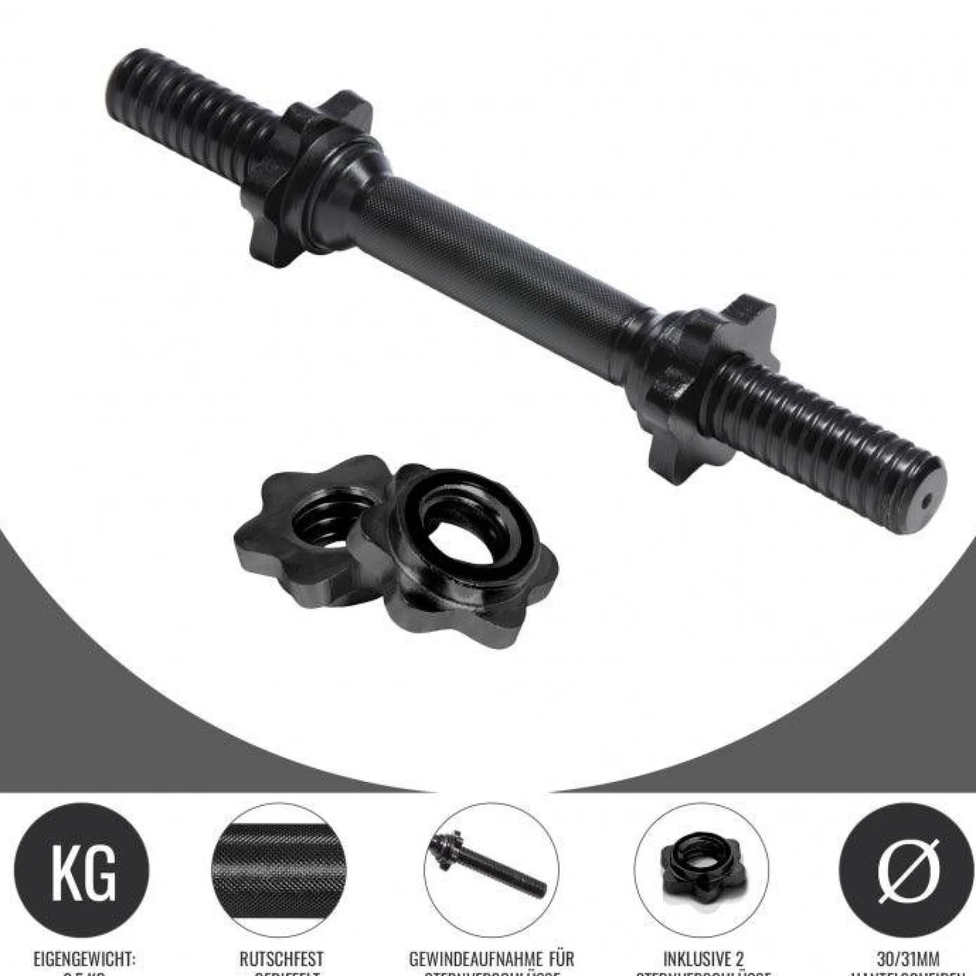 Kurzhantel Stange 35 und 42 cm mit Verschlüssen