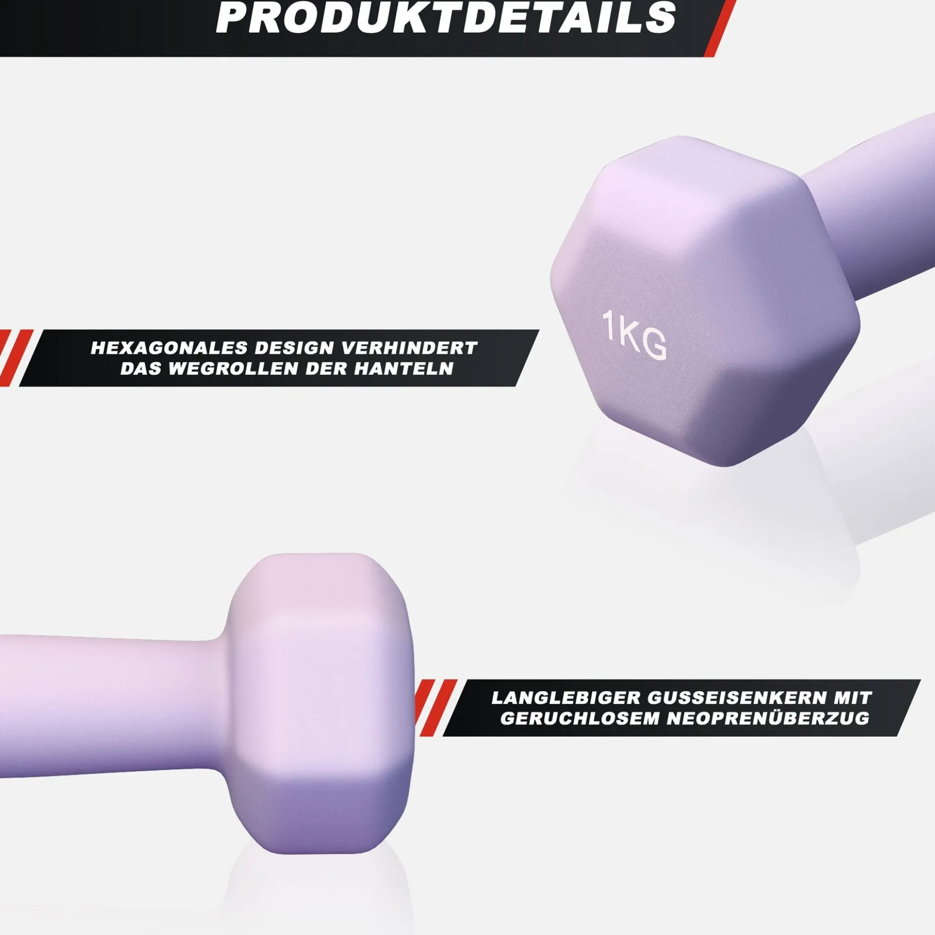 Kurzhanteln Gymnastik Neopren Hexagon 2 - 10 kg