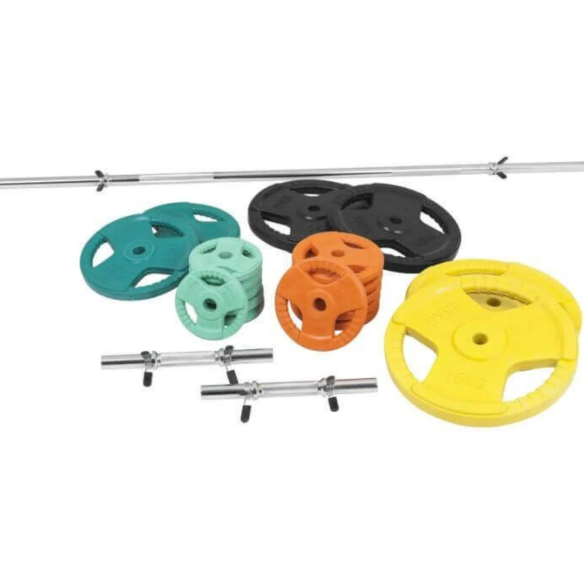 Langhantel Set Gummi Gripper 100 kg mit Verschlüssen