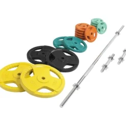 Langhantel Set Gummi Gripper 100 kg mit Verschlüssen