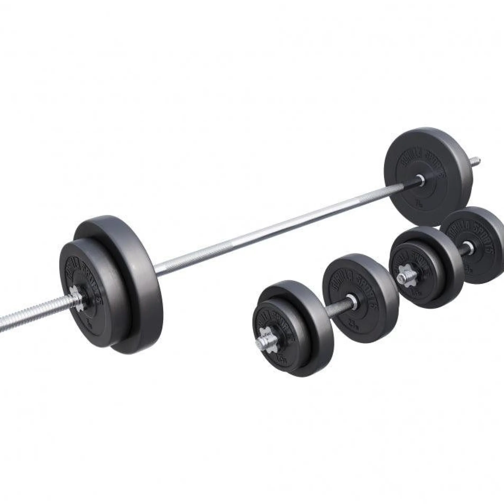 Langhantel Set Kunststoff 60 - 130 kg mit Sternverschlüssen