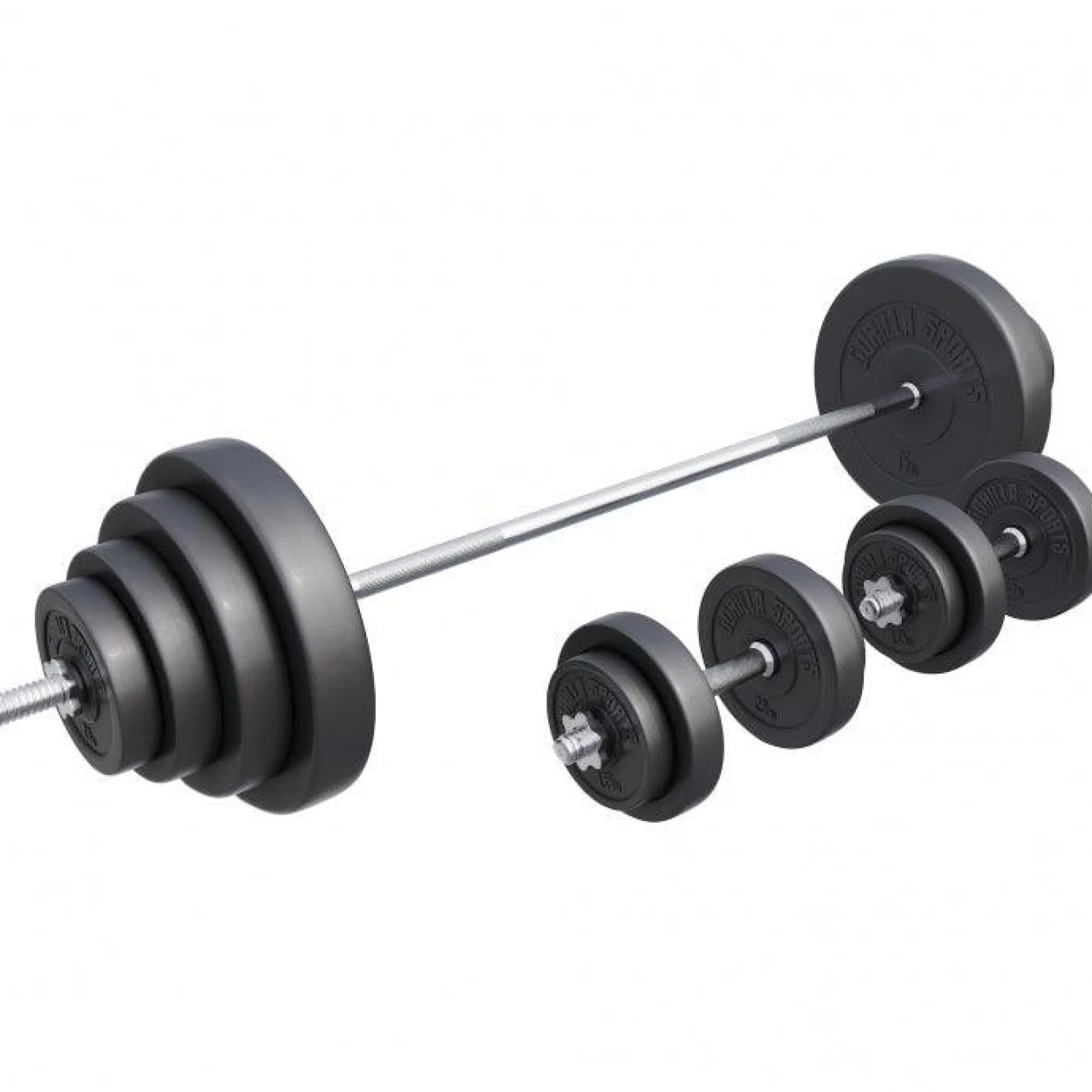 Langhantel Set Kunststoff 60 - 130 kg mit Sternverschlüssen