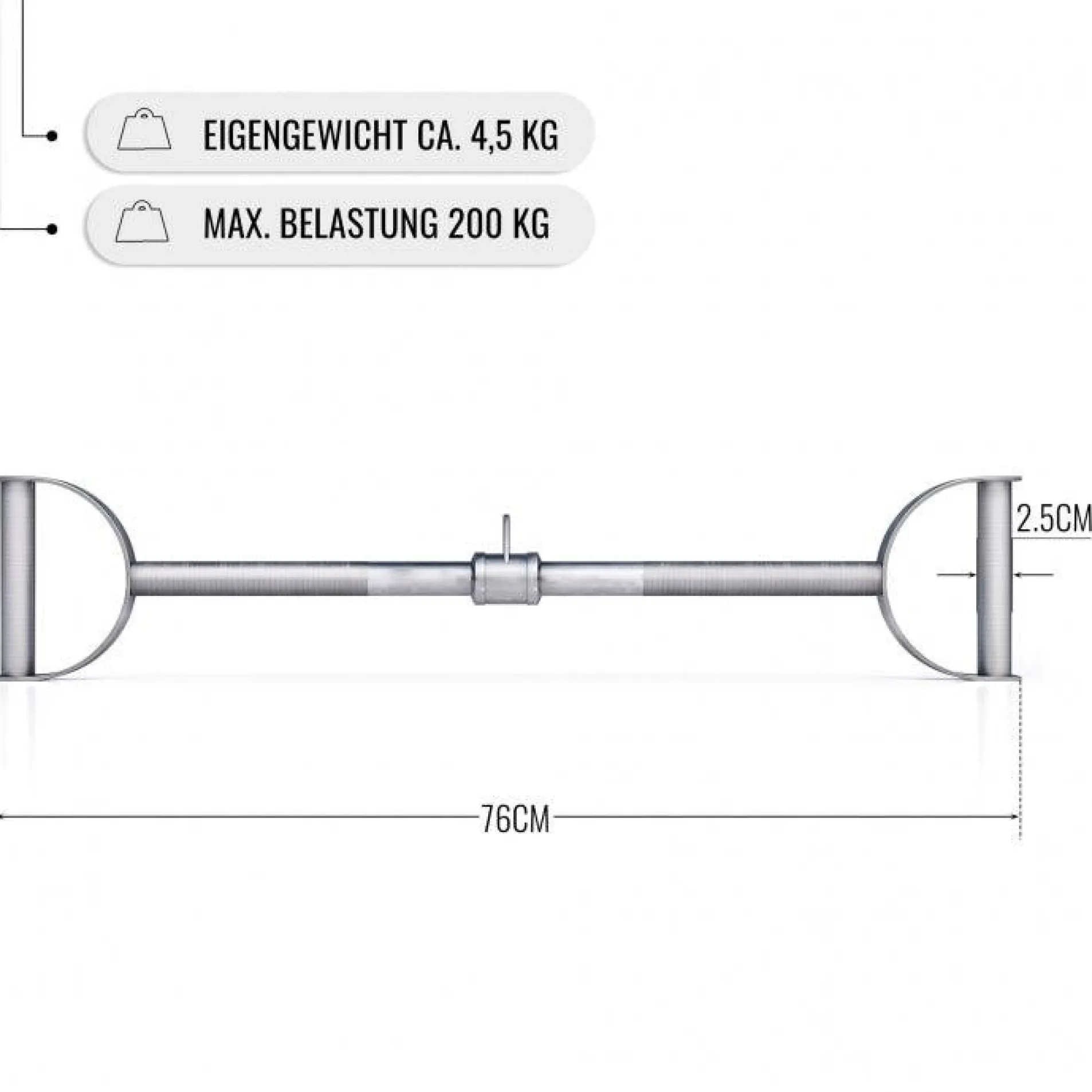 Latzugstange mit Hufgriff gerade inkl, Drehgelenk