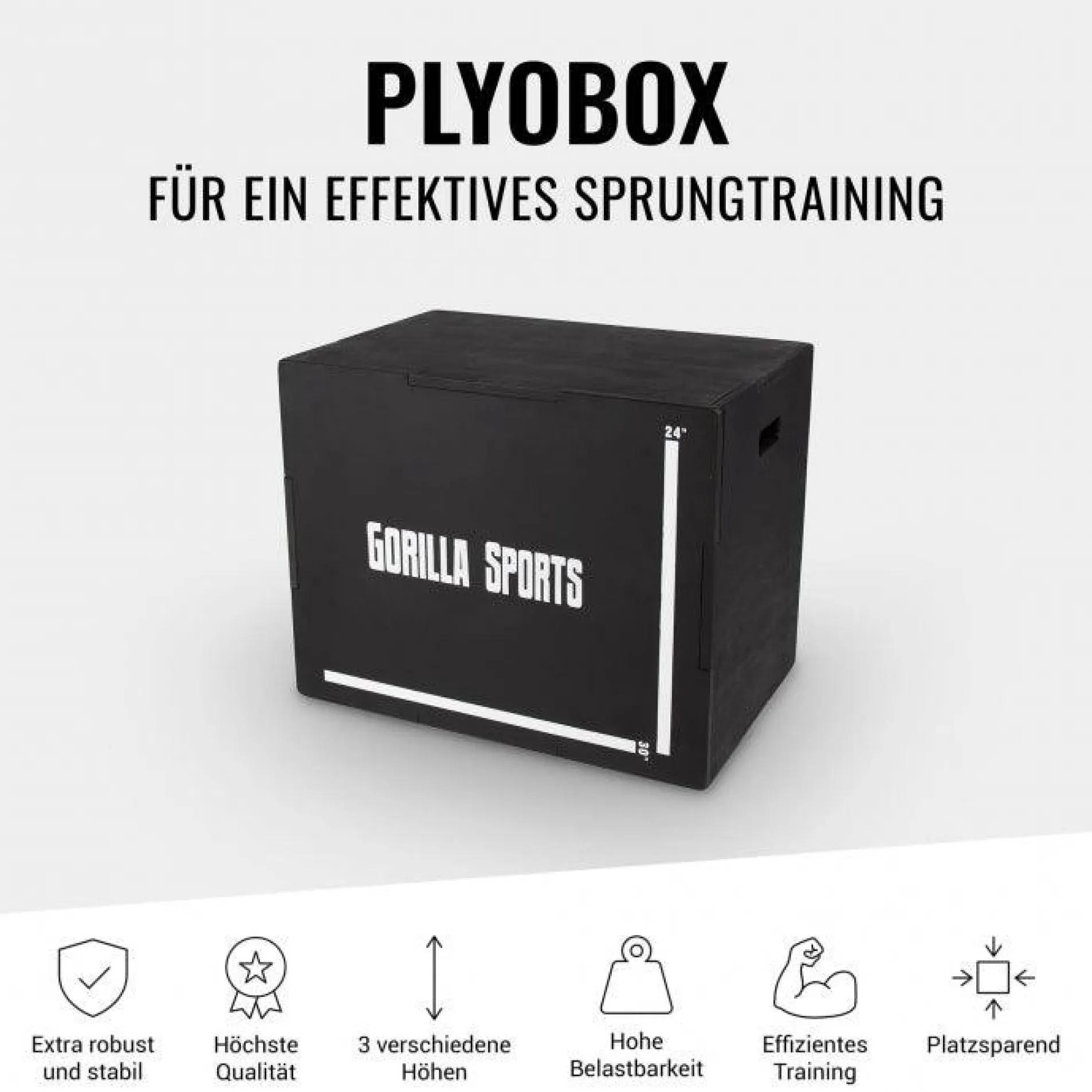Plyo Box aus Holz schwarz 61 x 51 x 76 cm