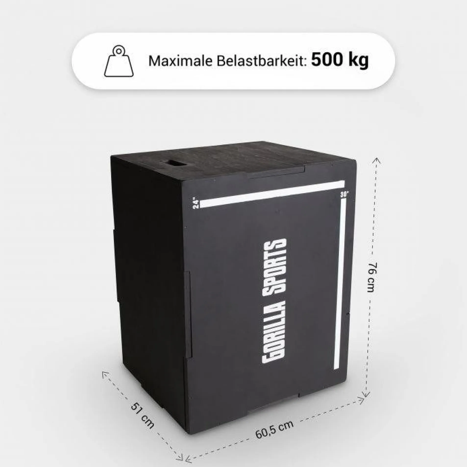Plyo Box aus Holz schwarz 61 x 51 x 76 cm