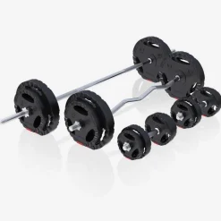 Schrägbank mit Squat Rack inkl, Langhantel Set 75 kg