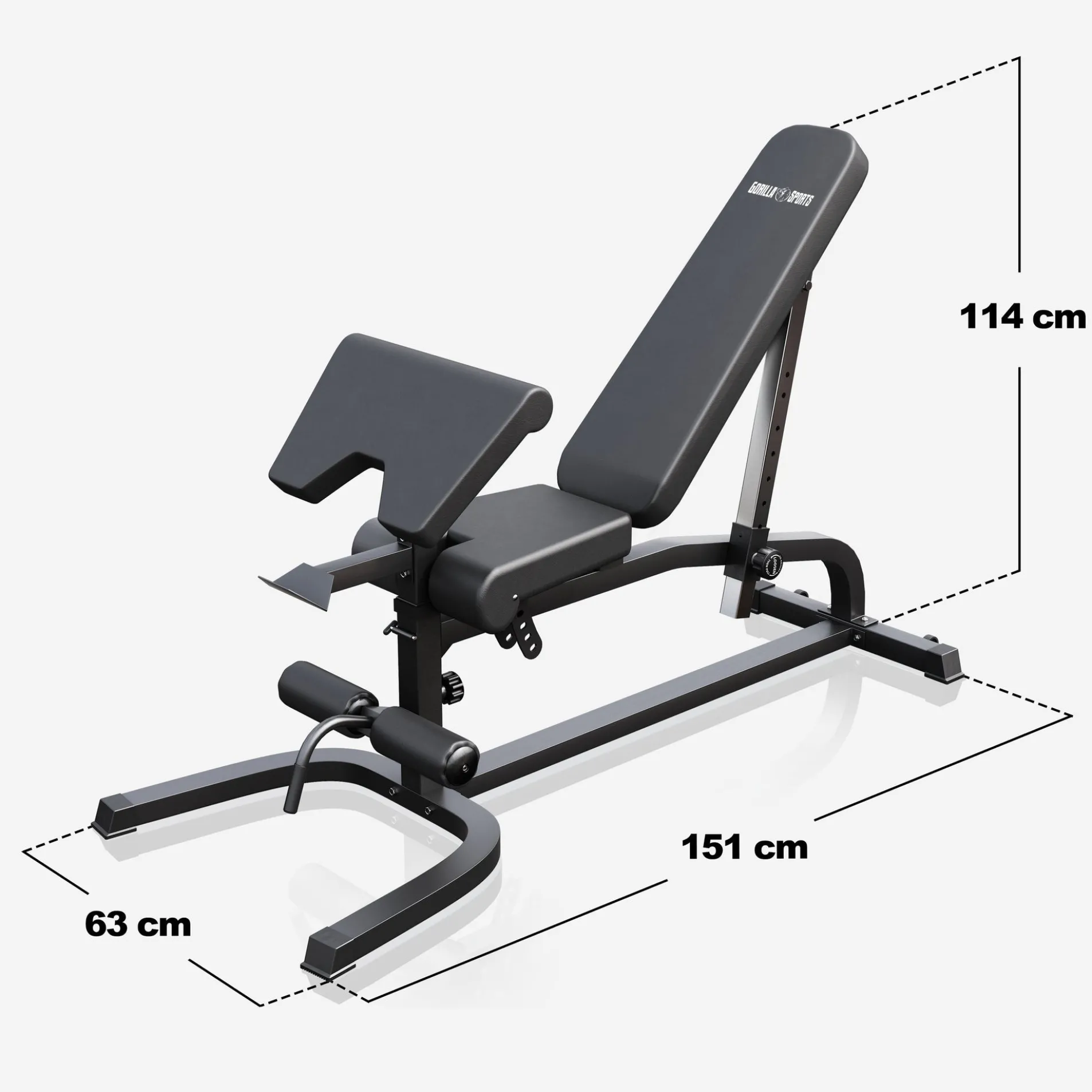 Schrägbank verstellbar inkl, Beinstrecker und Curlpult