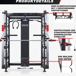 Smith Machine inkl, Klimmzugstange, Dipgriffen und Kabelzug