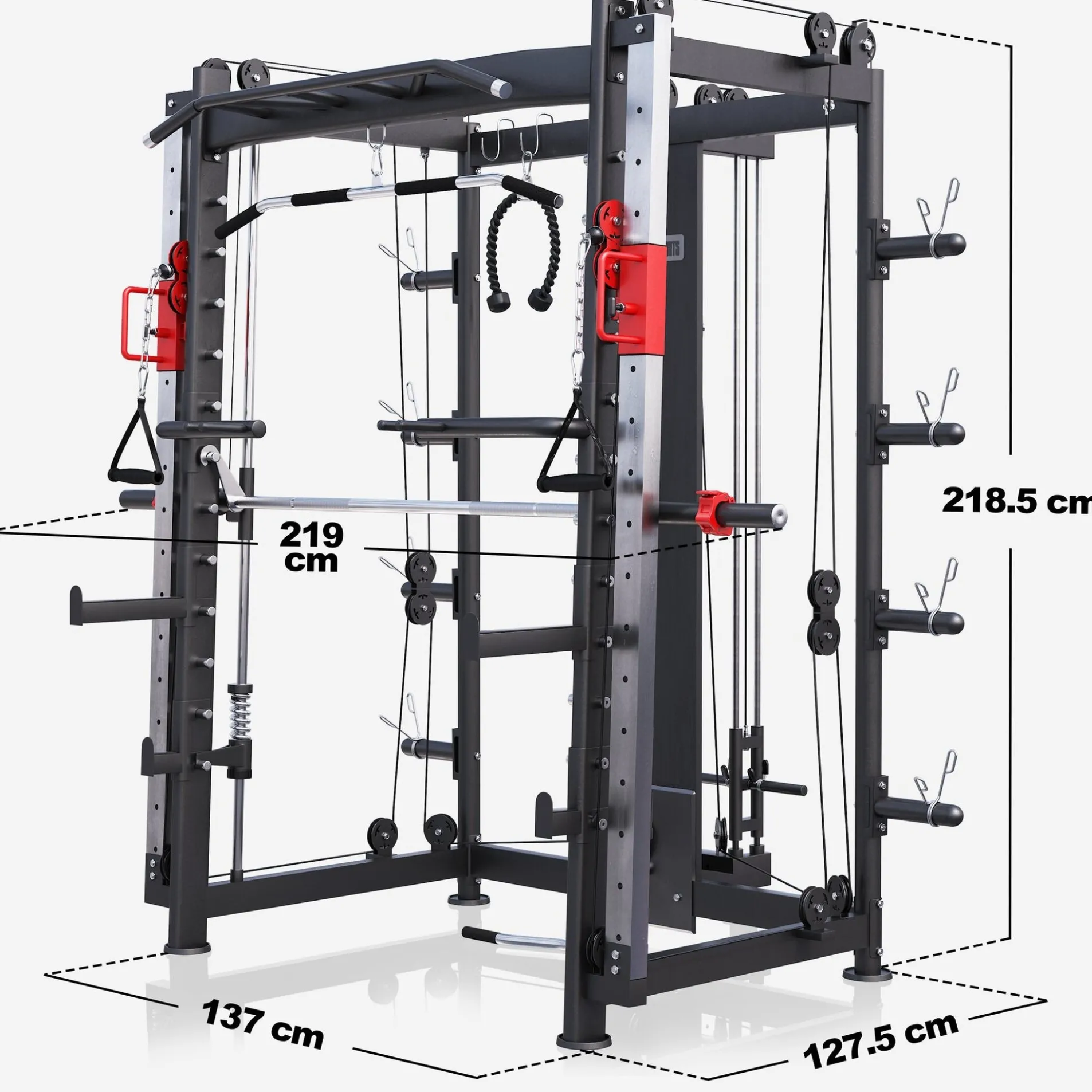 Smith Machine inkl, Klimmzugstange, Dipgriffen und Kabelzug