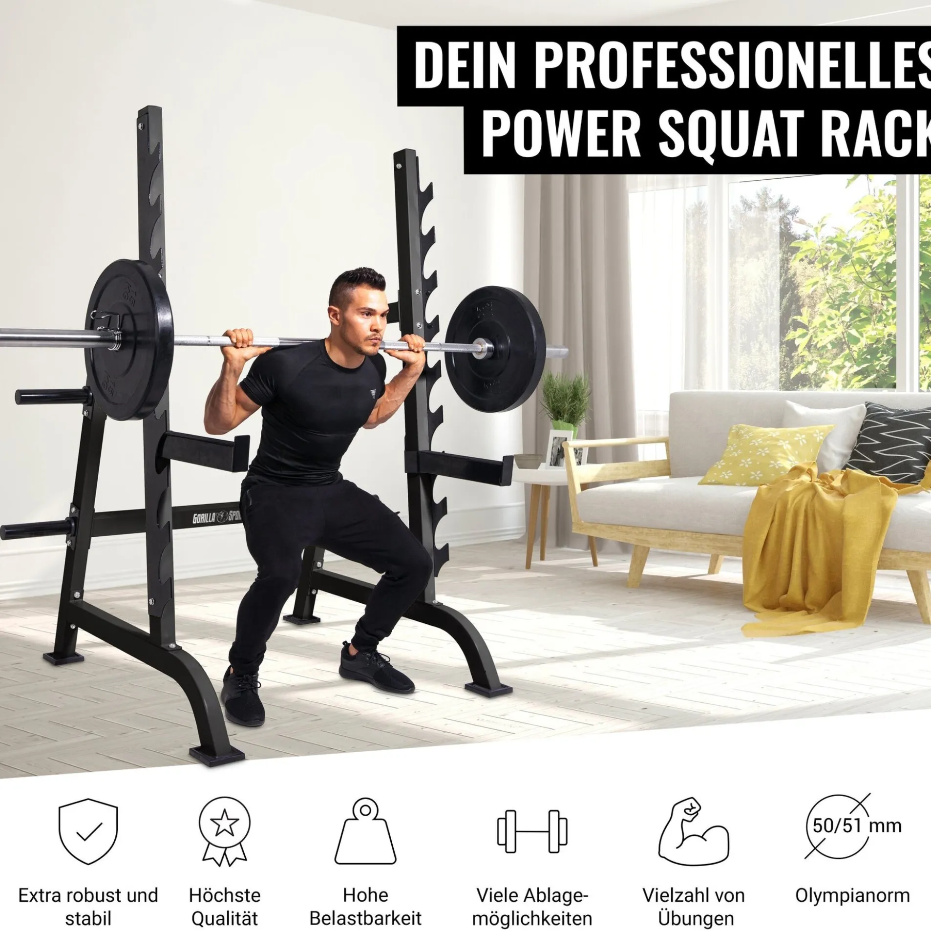 Squat Rack inkl, Safety Ablagen