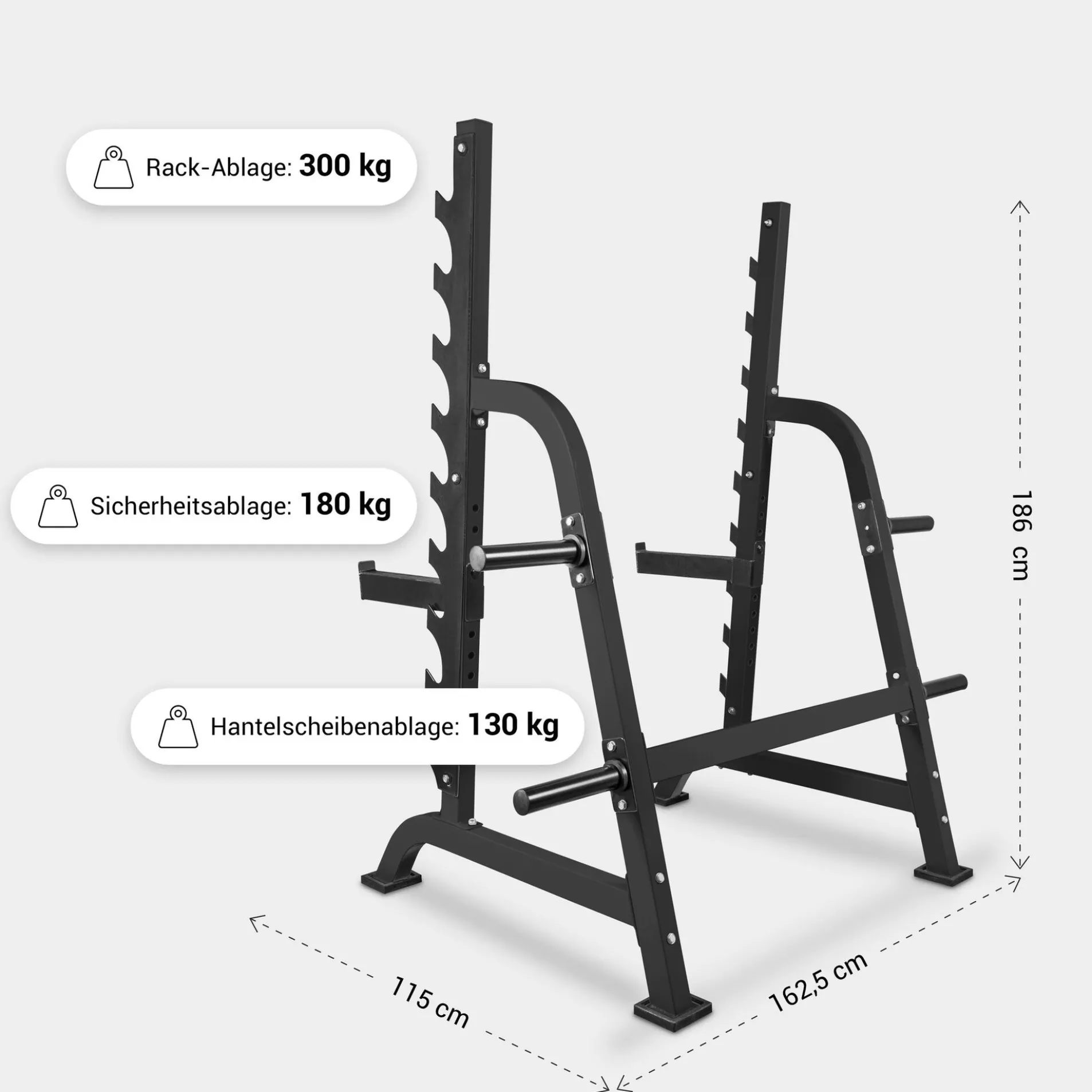 Squat Rack inkl, Safety Ablagen