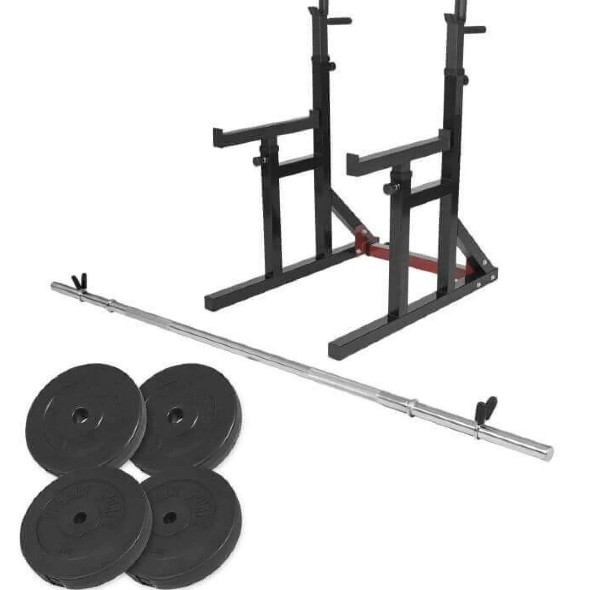Squat Rack verstellbar in Höhe und Breite inkl, Langhantel Set