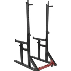 Squat Rack verstellbar in Höhe und Breite inkl, Olympia Bumper Plate Langhantel Set 170 kg