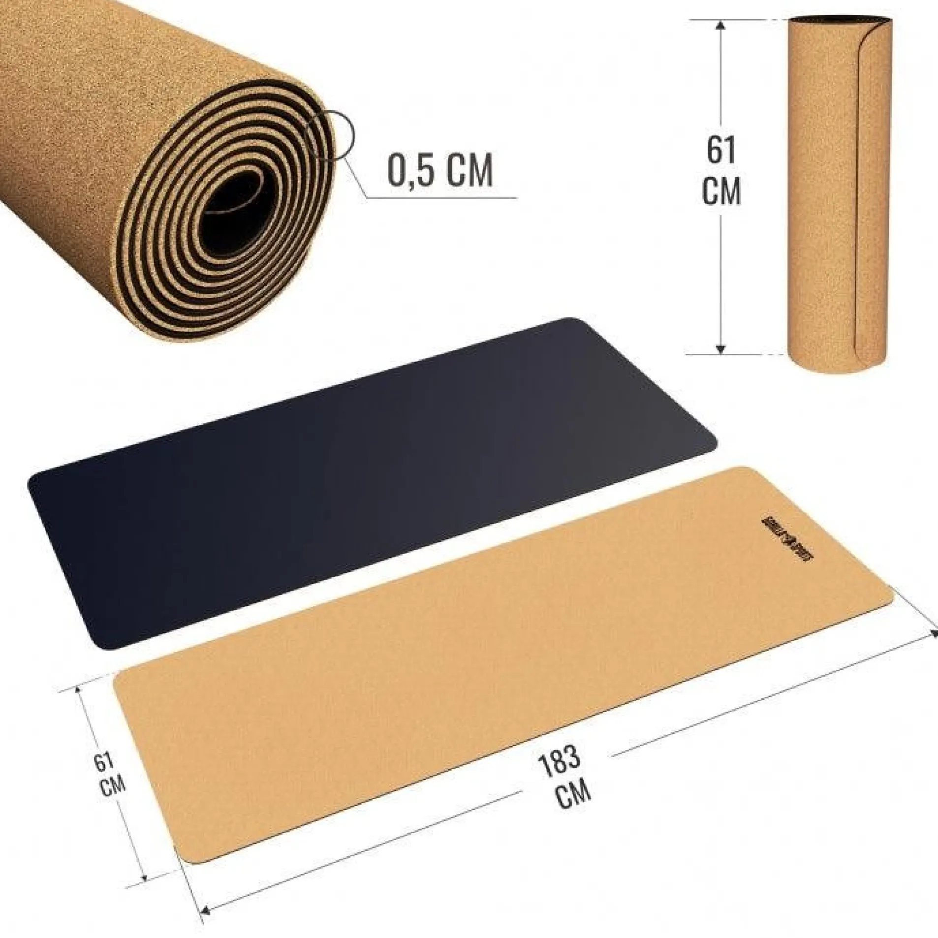 Yogamatte Kork 0,5 cm Dicke